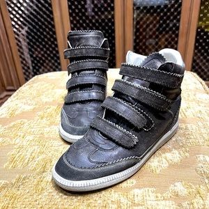 Isabel Marant Black High-Top Velcro Athletic Sneakers